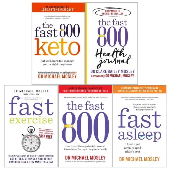 Dr Michael Mosley 5 Books Collection Set (Fast Exercise, Fast 800, Fast 800 Health Journal, Fast 800 Keto, Fast Asleep)