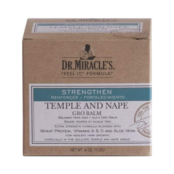 Dr. Miracle's Temple and Nape Gro Balm, for Healthy Hair Growth, Contains Wheat Protein, Aloe, vitamin A, Vitamin D, 4 oz