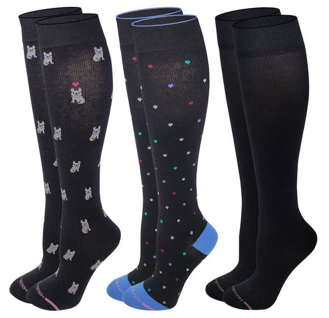 Dr. Motion 3 Pairs Women Compression Knee High Socks With Box