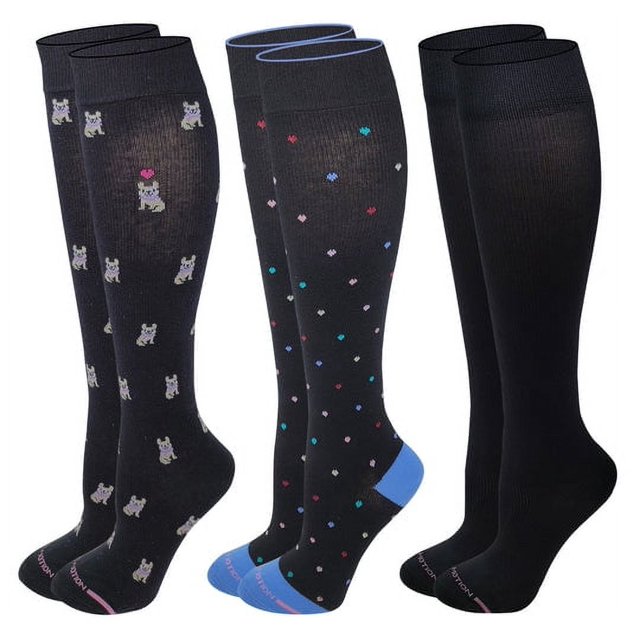 Dr. Motion 3 Pairs Women Compression Knee High Socks With Box
