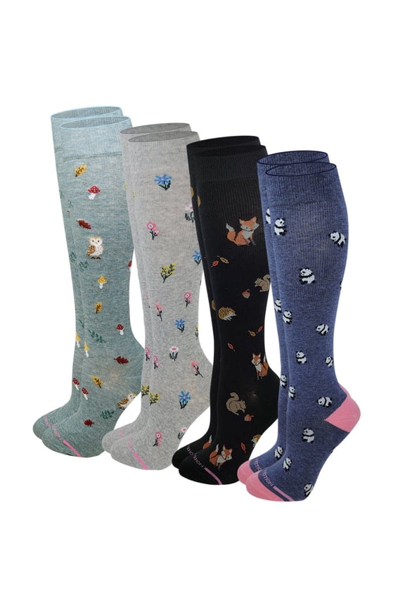 Compression Knee High Socks for Women - 4 Pairs Pack