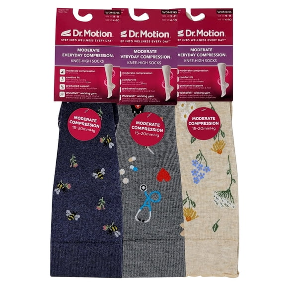 Dr. Motion Moderate Knee High Compression socks 15-20 mmHg (3 pairs)