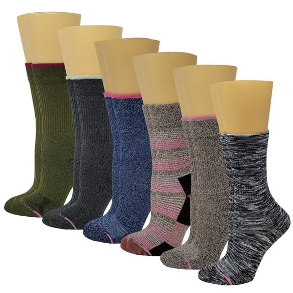 Dr. Motion Outdoor Compression Crew Socks for Women 6 pairs