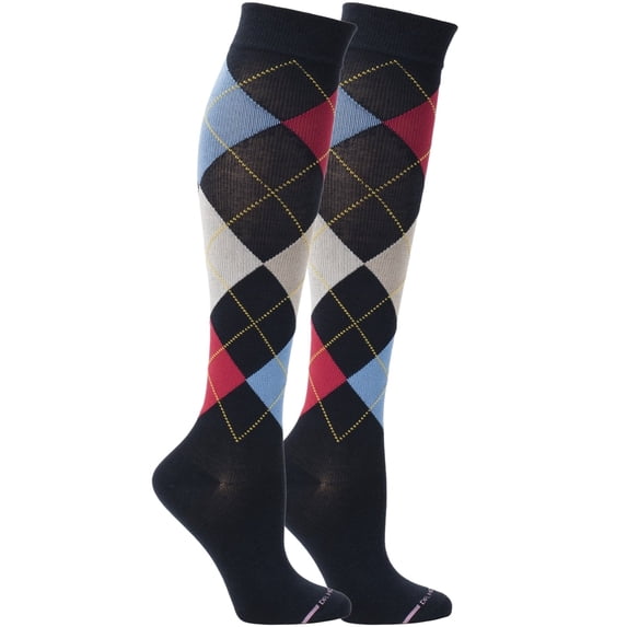 Dr. Motion Women 8-15 mmHg Compression Argyle Print Knee High Socks