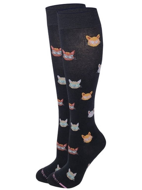 Women 8-15 mmHg Compression Cat Design Knee High Socks
