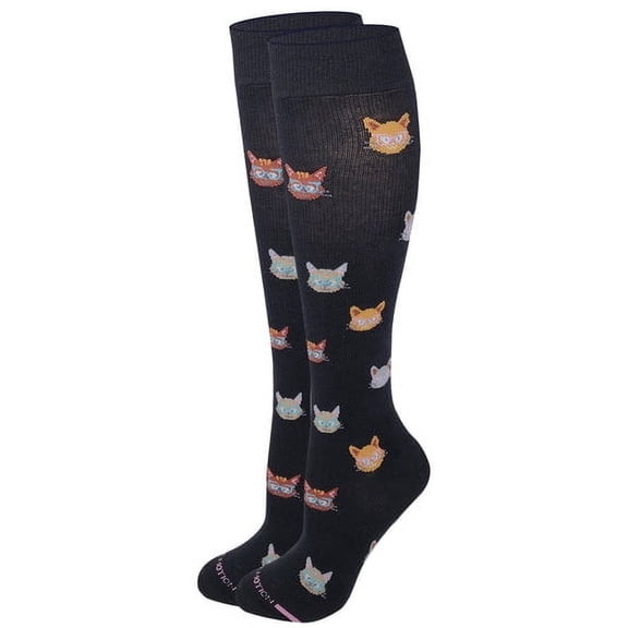 Dr. Motion Women 8-15 mmHg Compression Cat Design Knee High Socks