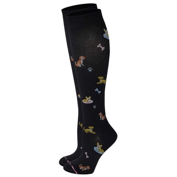 Dr. Motion Women 8-15 mmHg Compression Dogs Design Knee High Socks