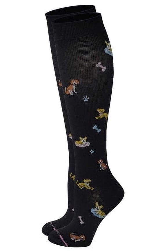 Women 8-15 mmHg Compression Dogs Design Knee High Socks