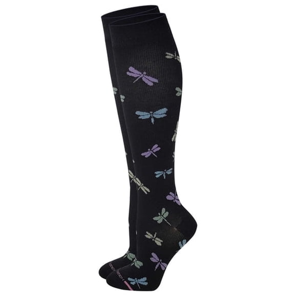 Dr. Motion Women 8-15 mmHg Compression Dragonfly Design Knee High Socks