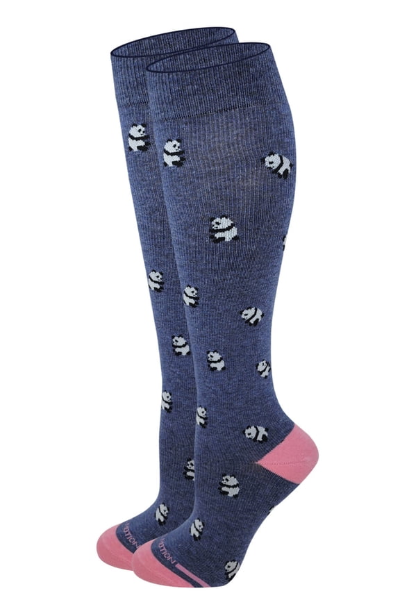 Women 8-15 mmHg Compression Panda Design Knee High Socks