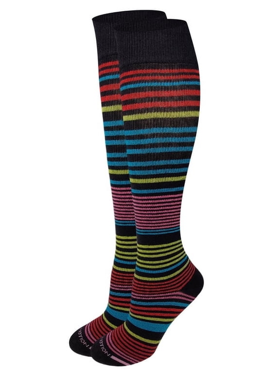 Women 8-15 mmHg Compression Striped Knee High Socks