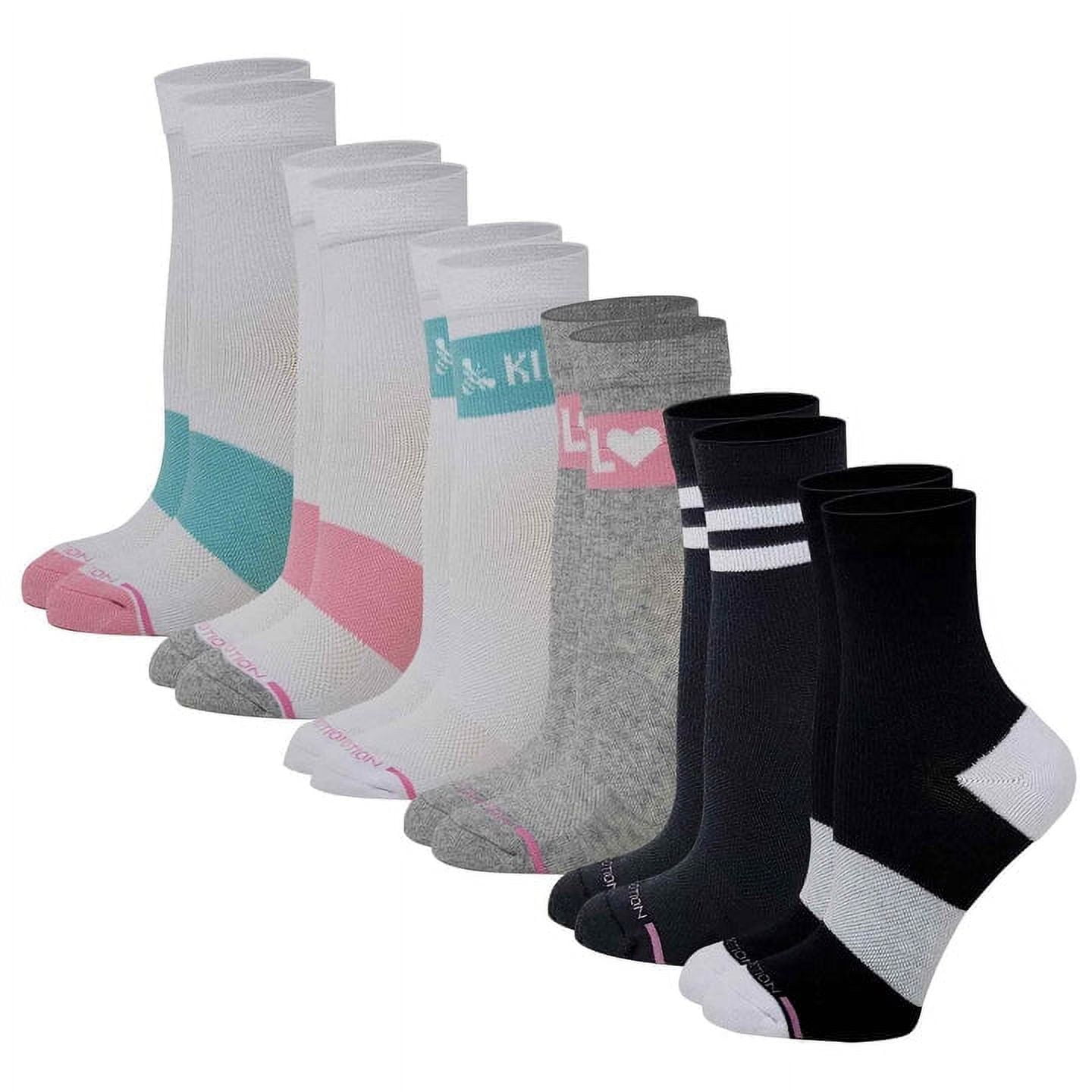 Dr. Motion Women MidCrew Assorted HalfCushion Compression Socks (6