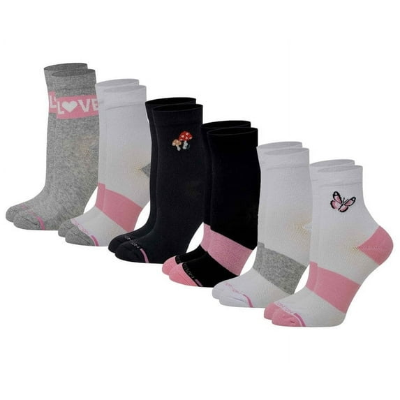 Dr. Motion Women Mid-Crew Assorted Half-Cushion Compression Socks (6 Pack)
