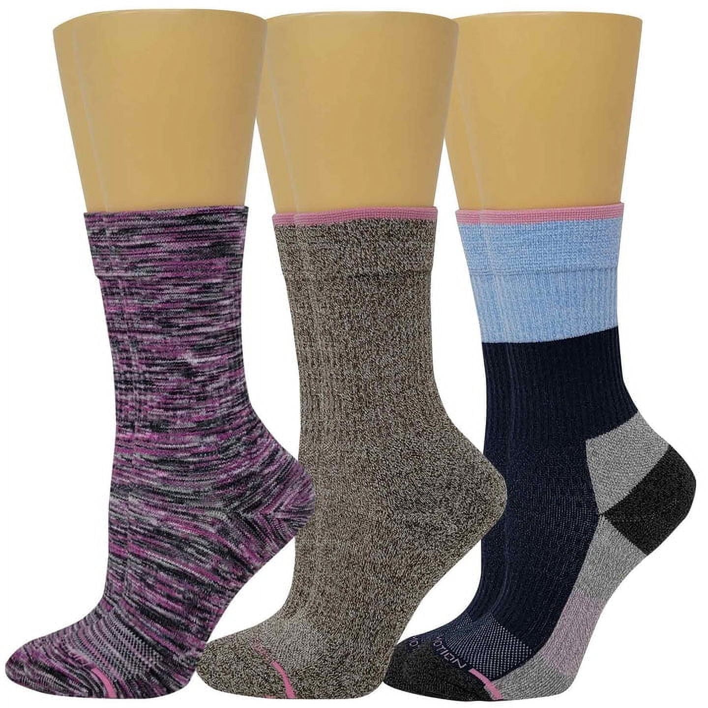 Dr. Motion Women Outdoor Assorted HalfCushion Crew Compression Socks