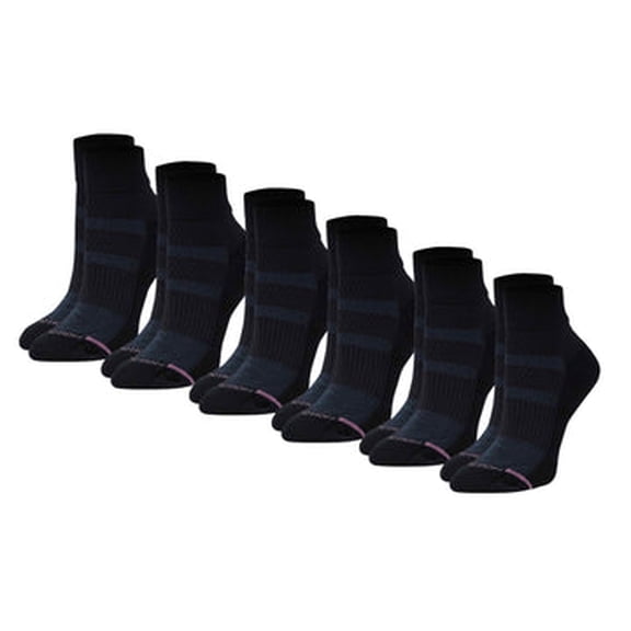 Dr. Motion Women Quarter Black Half-Cushion Compression Socks (6 Pack)