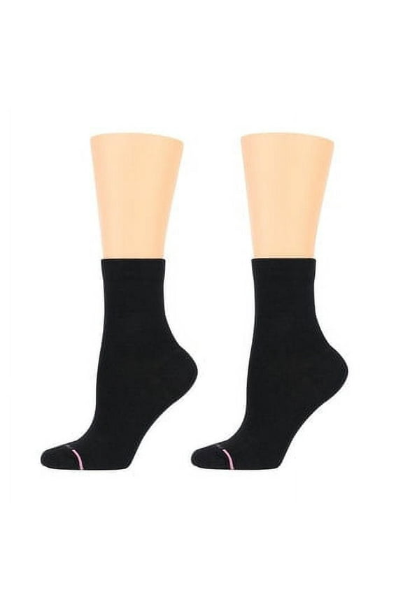 Women's 2 Pack Black Half-Cushion Mid-Crew Compression Socks