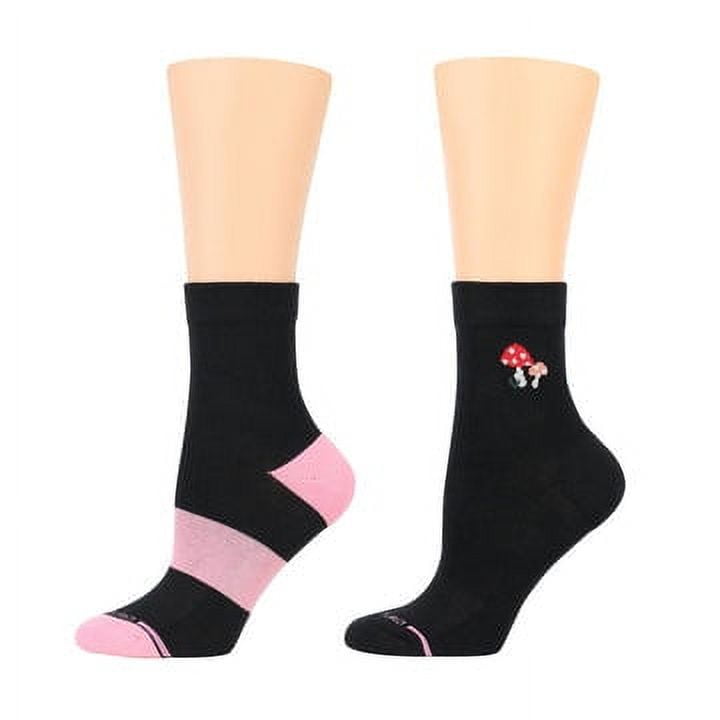 Dr. Motion Women's 2 Pack Black Mushroom HalfCushion MidCrew