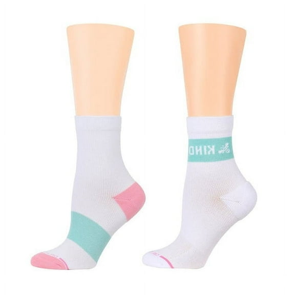 Dr. Motion Women's 2 Pack White Bee Kind Half-Cushion Mid-Crew Compression Socks
