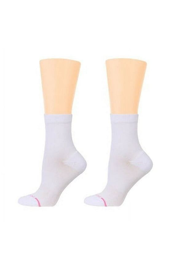 Women's 2 Pack White Half-Cushion Mid-Crew Compression Socks