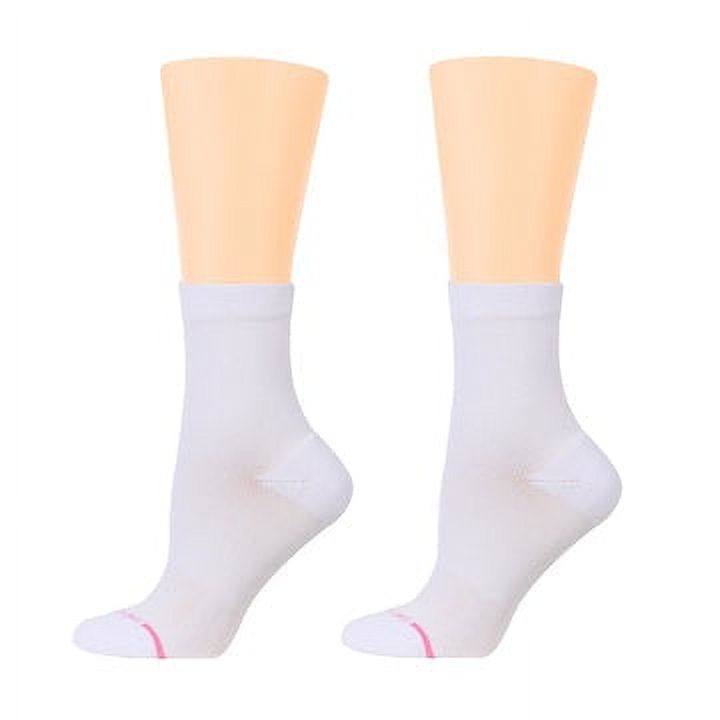 Dr. Motion Women's 2 Pack White HalfCushion MidCrew Compression Socks