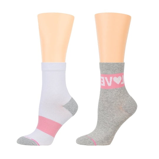 Dr. Motion Women's 2 Pack White Love HalfCushion MidCrew Compression Socks