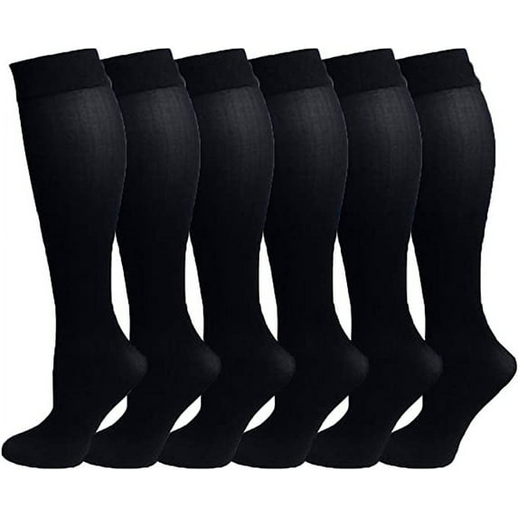 Dr. Motion Women's 6 Pair Pack Compression Socks Premium Cotton (Black)