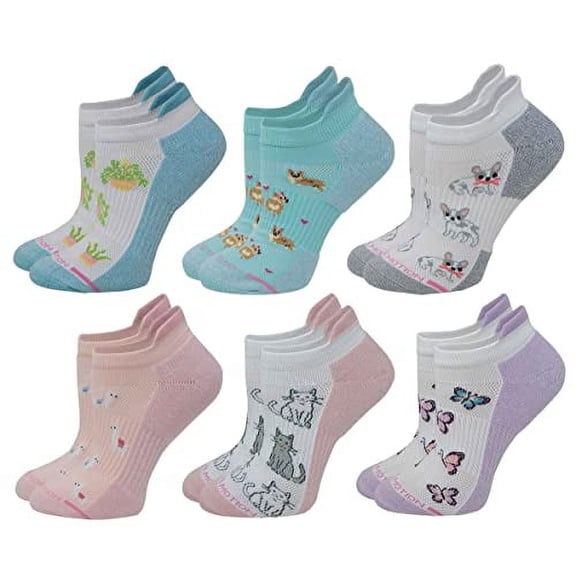Dr. Motion Women's 6 Pairs Pack 8-15mmHg Ankle Compression Socks Premium Cotton Blend