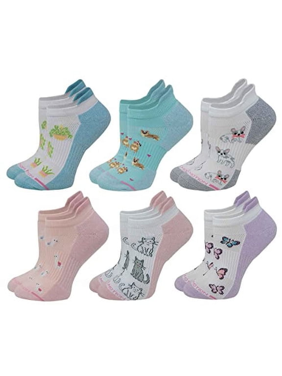 Women's 6 Pairs Pack 8-15mmHg Ankle Compression Socks Premium Cotton Blend