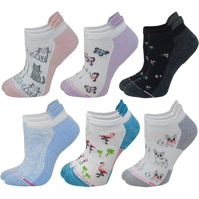 Dr. Motion Women's Compression Socks 6Pack, Low Cut Ankle, Assorted