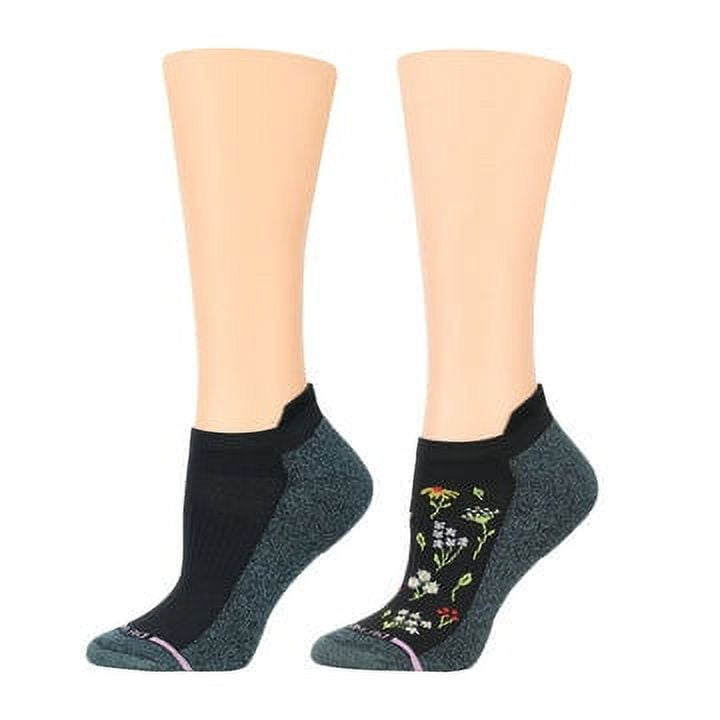 Dr. Motion Women's Solid Black Wildflowers HalfCushion Compression