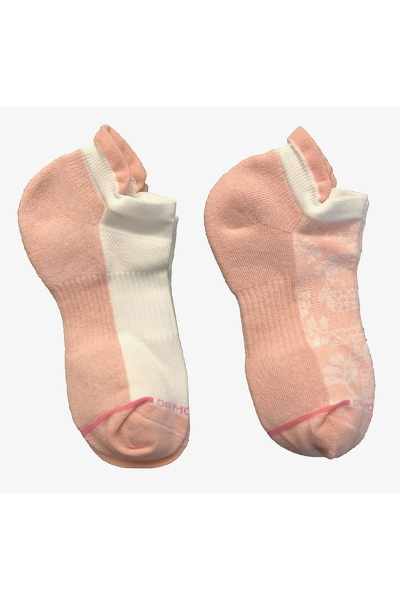 Womens Socks, No Show, Compression, Pink Lace Design, Shoe Size: 4 - 10