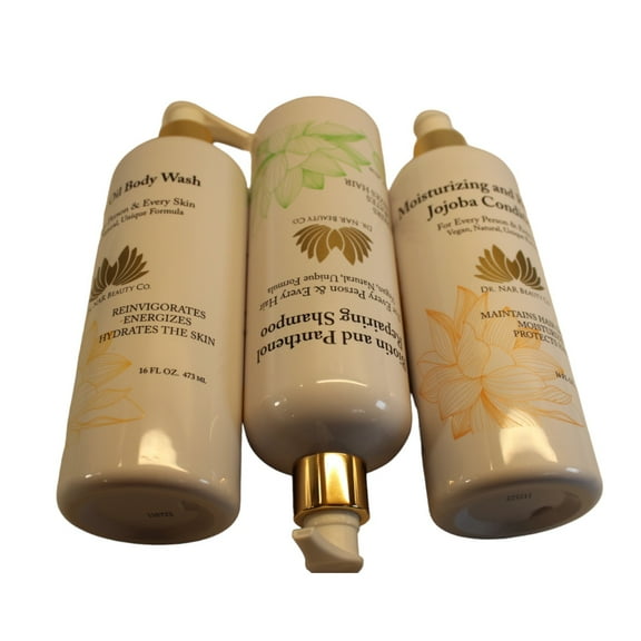 Dr. NAR Beauty Body Wash, Shampoo & Conditioner Set  Natural & Vegan Skin and Hair Care Bundle  Moisturizing, Hydrating & Nourishing  Sulfate-Free Formula,