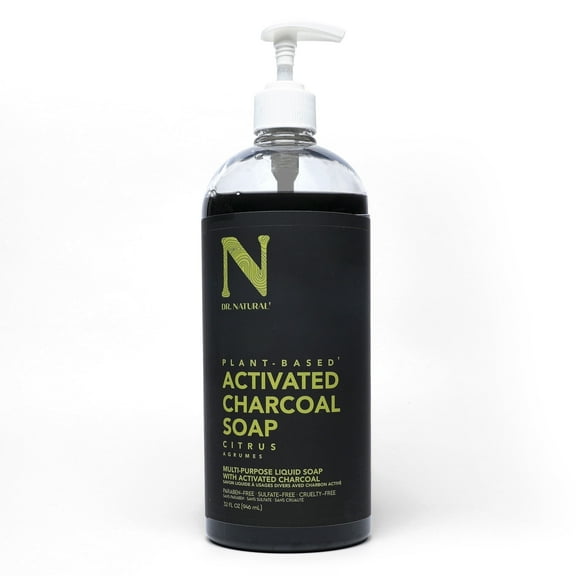 Dr. Natural Activated Charcoal Liquid Soap, Charcoal Soap, Citrus, 32 oz