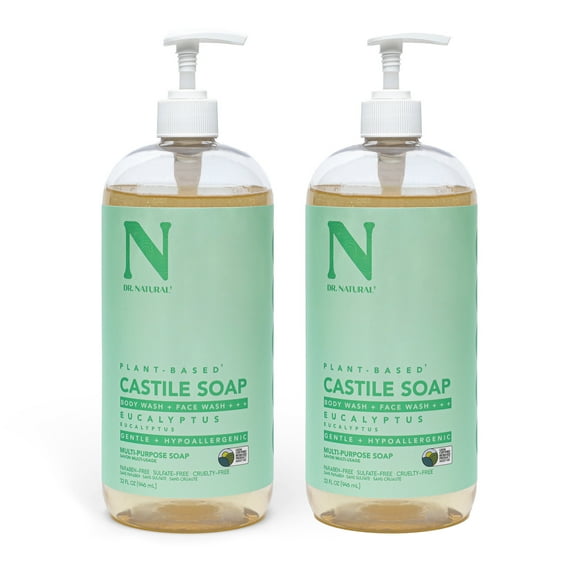 Dr. Natural Castile Liquid Soap, Bathroom Soap, Eucalyptus, 32 oz, 2 pk