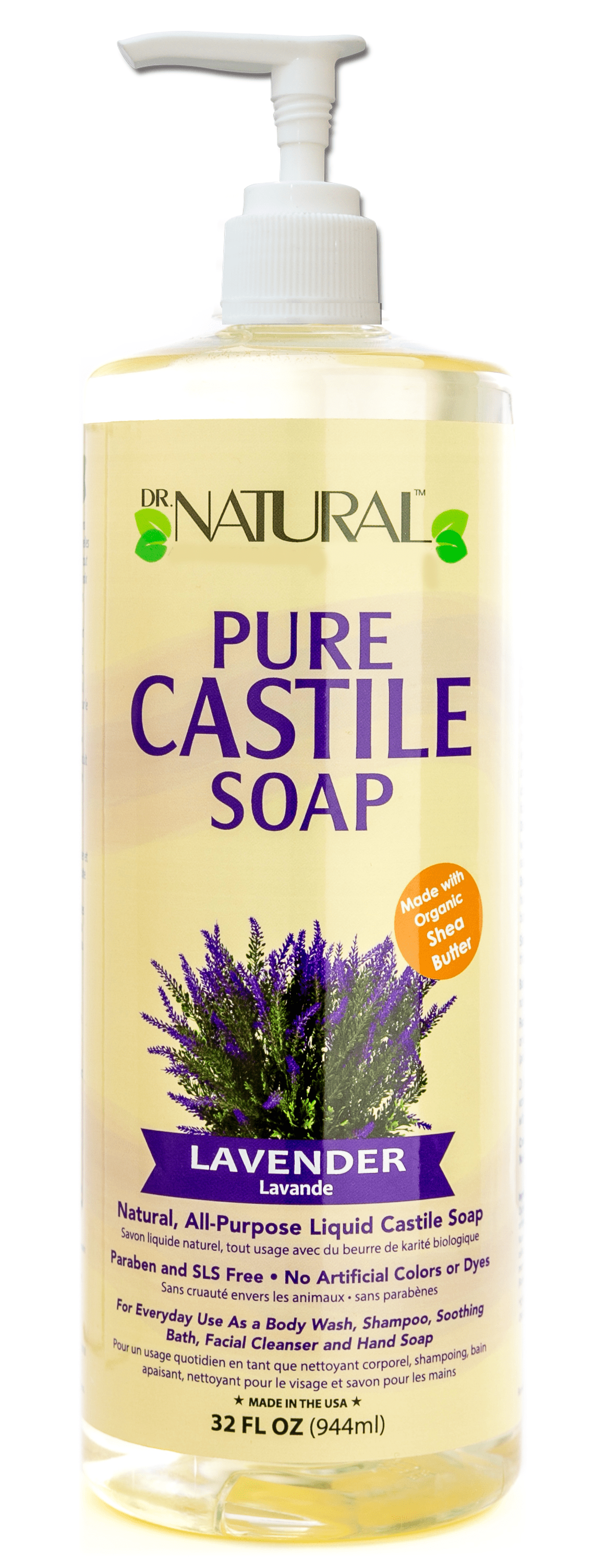 Dr. Natural Castile Liquid Soap Lavender , 32 oz Soap