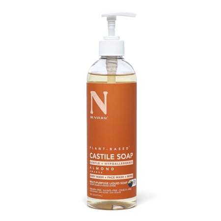 Dr. Natural Castile Liquid Soap, Multipurpose Liquid Soap, Almond, 16 oz
