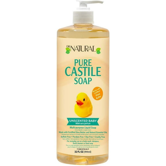 Dr. Natural Unscented Baby Castile Soap, 32 Oz.