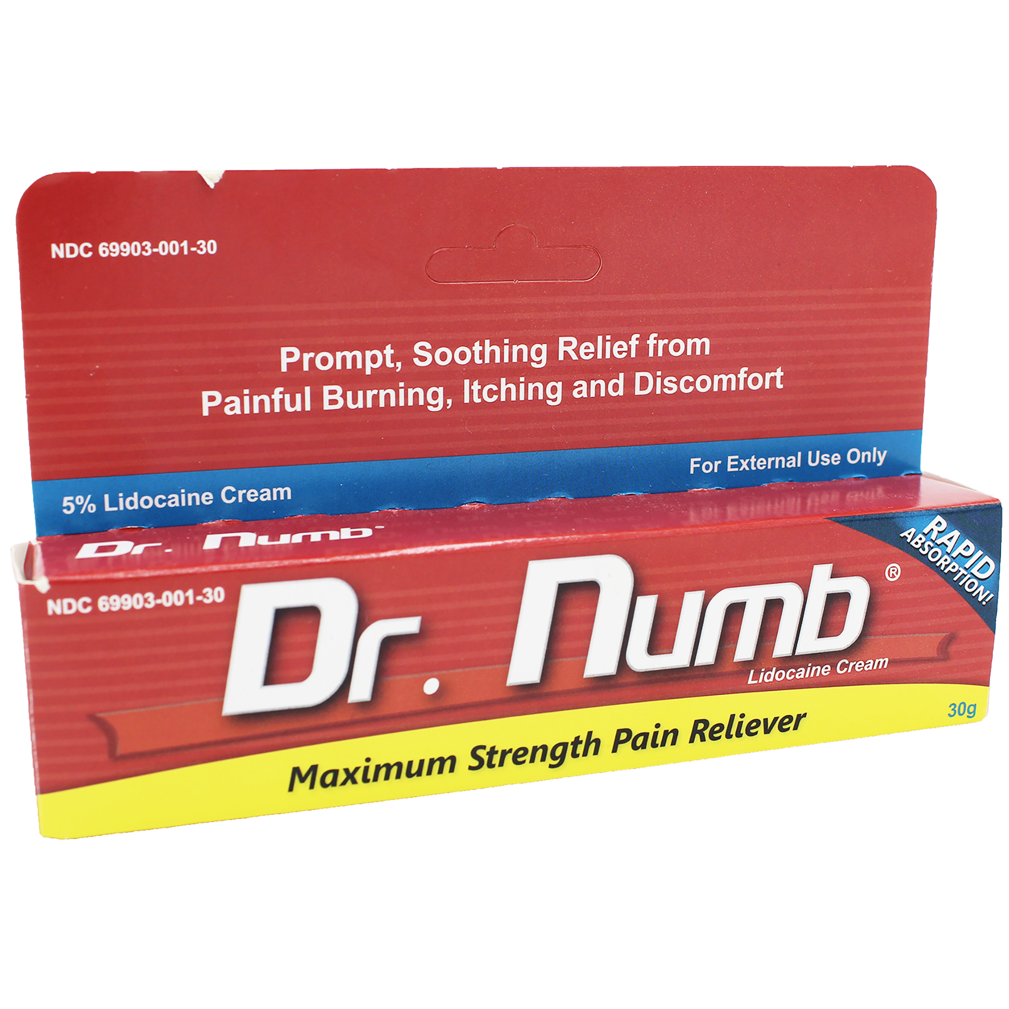 Dr. Numb 5% Lidocaine Topical Anesthetic Numbing Cream for Pain Relief, Maximum Strength with Vitamin E for Real Time Relieves of Local Discomfort, Itching, Pain, Soreness or Burning - 30g - image 1 of 5
