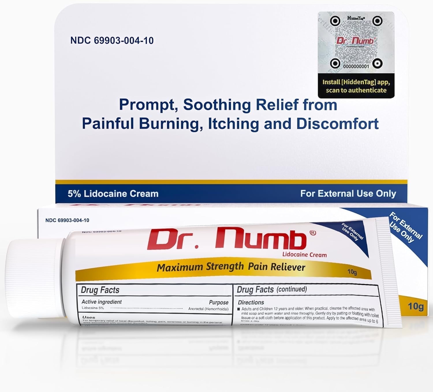 Dr. Numb 5% Lidocaine Topical Anesthetic Numbing Cream for Pain Relief 10g