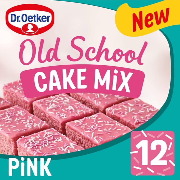 Dr. Oetker Pink Old School Traybake Cake Mix 436g, Imported from Britain