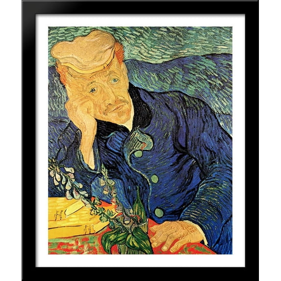 Dr. Paul Gachet 28x34 Large Black Wood Framed Print Art by Vincent van Gogh
