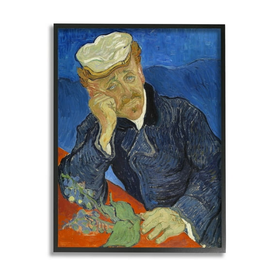 Dr Paul Gachet Van Gogh Portrait Botanical & Floral Painting Black Framed Art Print Wall Art