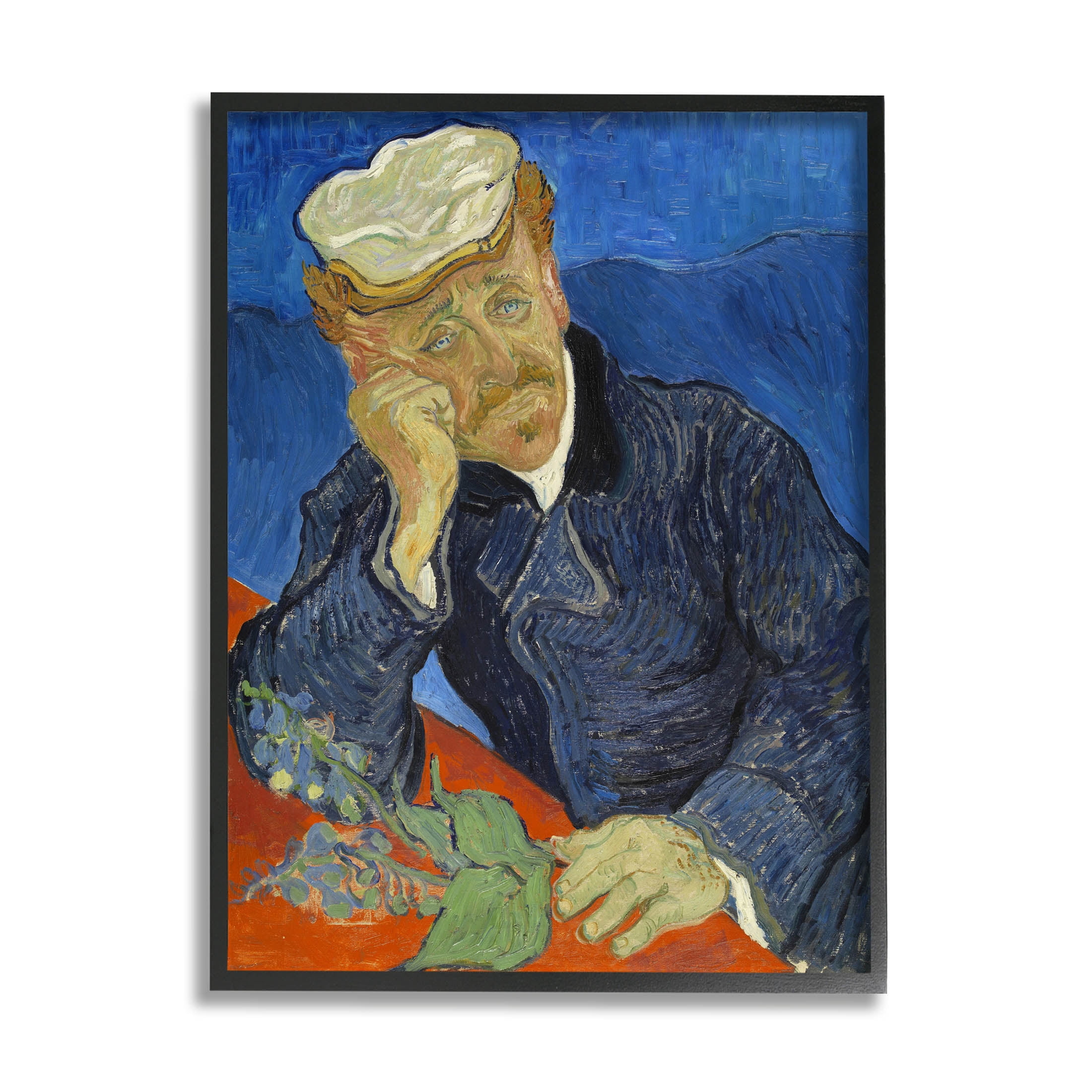 Dr Paul Gachet Van Gogh Portrait Botanical & Floral Painting Black Framed Art Print Wall Art