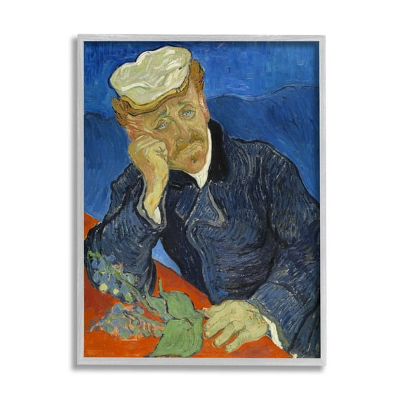 Dr Paul Gachet Van Gogh Portrait Botanical & Floral Painting Gray Framed Art Print Wall Art