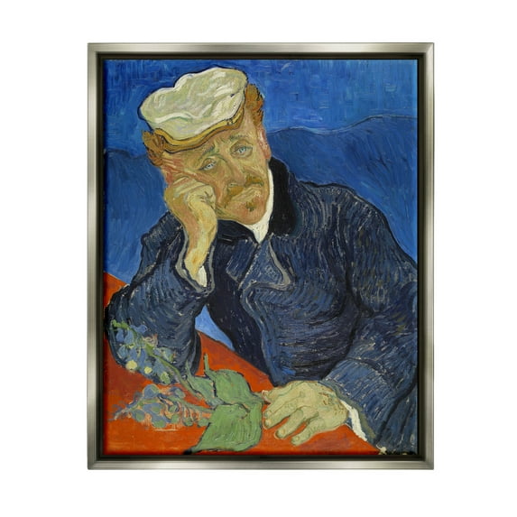 Dr Paul Gachet Van Gogh Portrait Botanical & Floral Painting Luster Gray Framed Art Print Wall Art