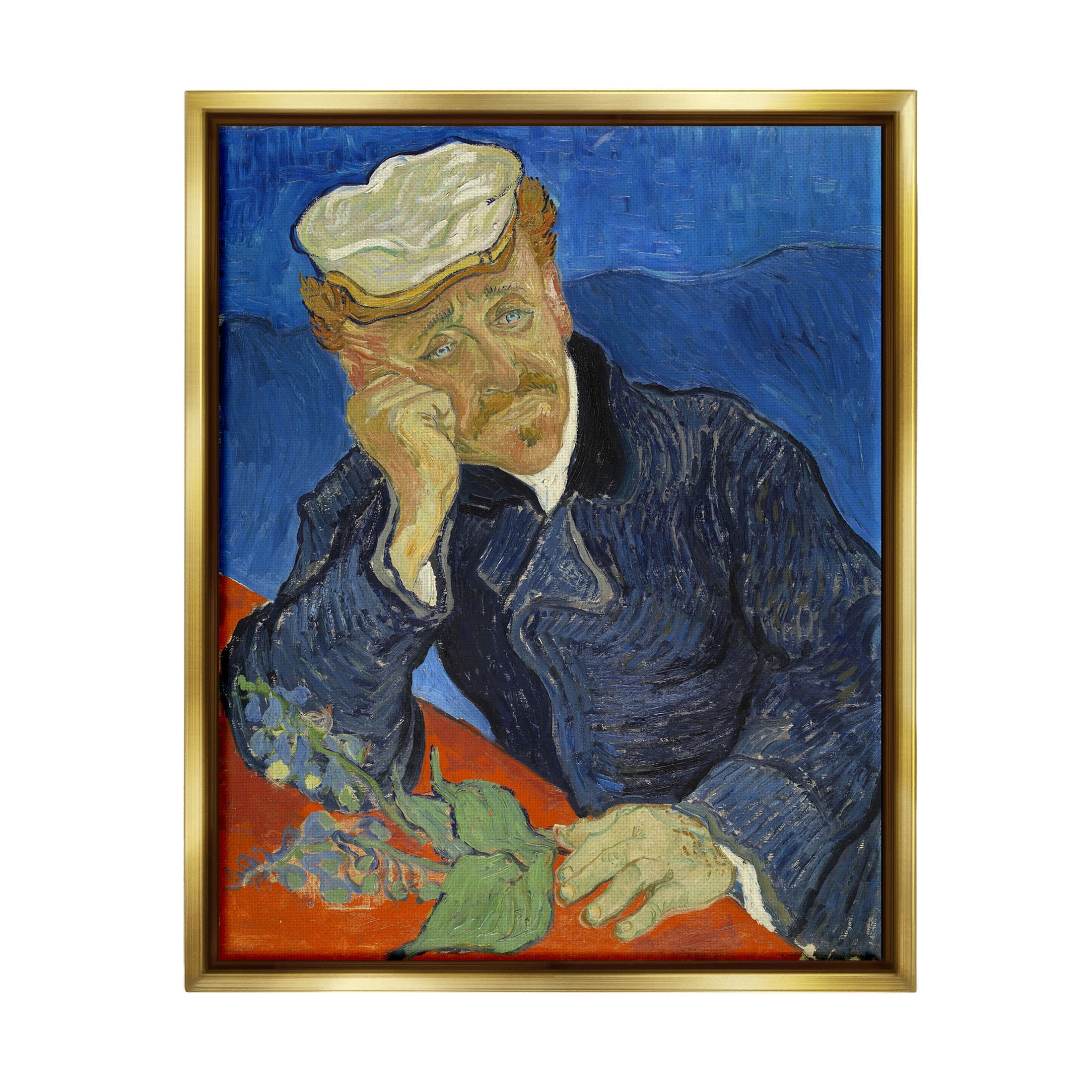 Dr Paul Gachet Van Gogh Portrait Botanical & Floral Painting Metallic Gold Framed Art Print Wall Art