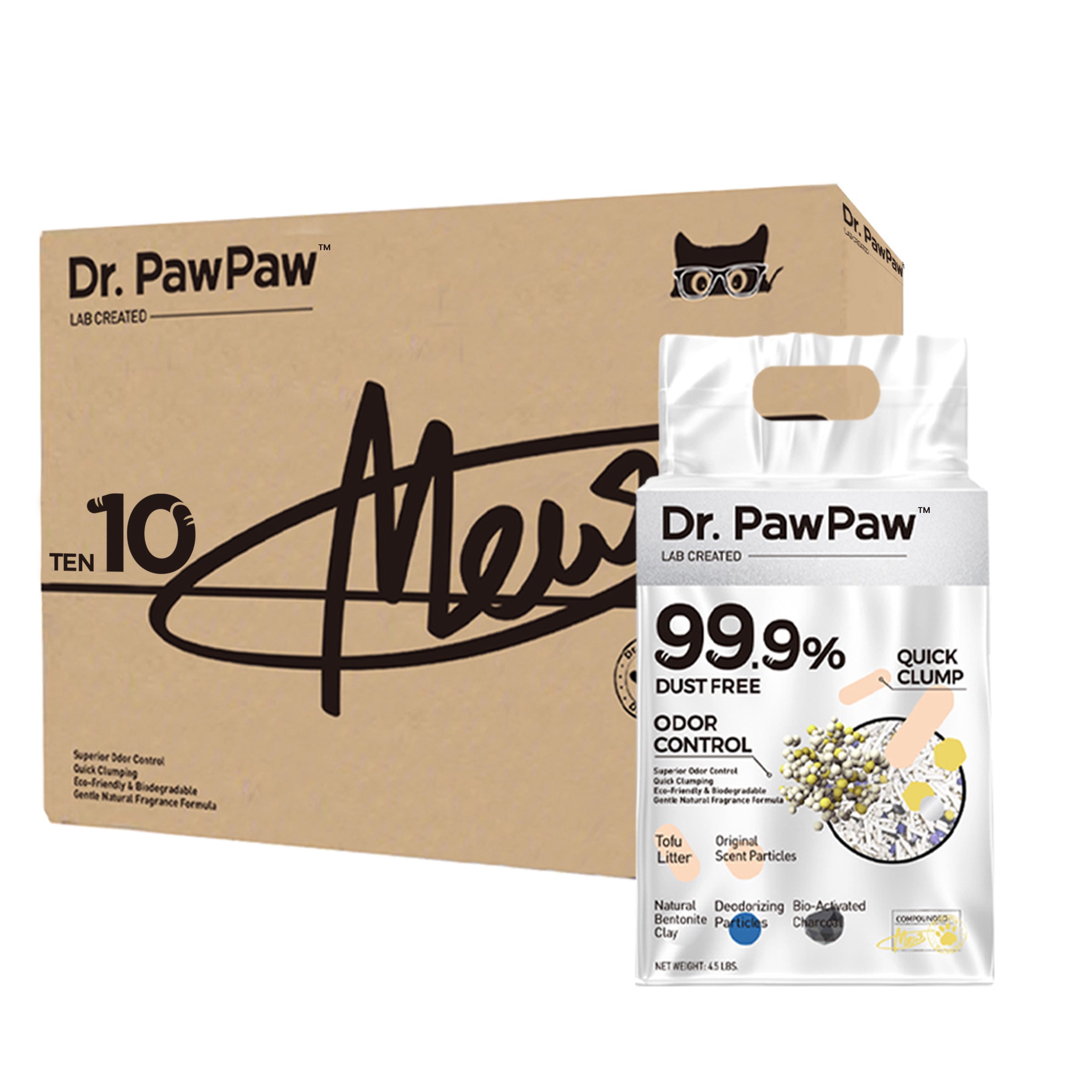Dr. PawPaw Tofu Cat Litter, Natural Tofu Scent 45 lb, Dust-Free