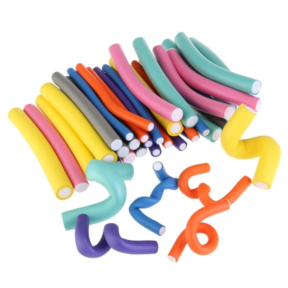 Dr.Pedi 30 Pack Magic Foam Hair Rollers - 0.8/1.5/2cm Salon-Grade Heatless Curlers, Flexible Soft Twist Rods for Short & Long Hair, No-Heat Styling Tool (10pcs Each Size)