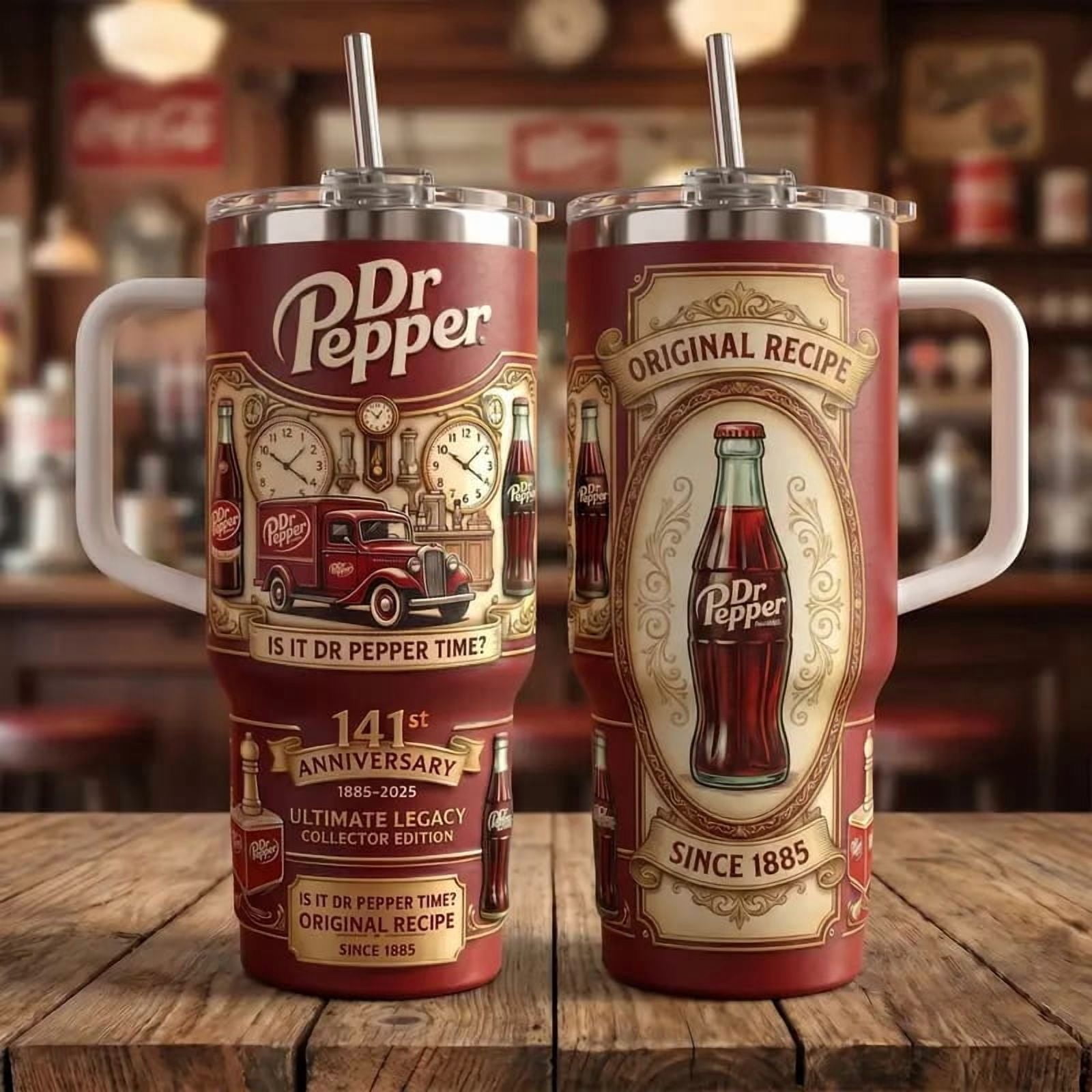 Straw Friend Dr Pepper 141st Anniversary 1885–2026 40oz Tumbler, Vintage Soda ...