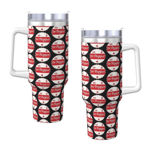 Dr.Pepper 4 40 Oz Tumbler With Handle And Straw Double Wall Stainless Steel Sublimation Tumbler With Handle Leakproof,Bpa-Free,Keep Cold Hours